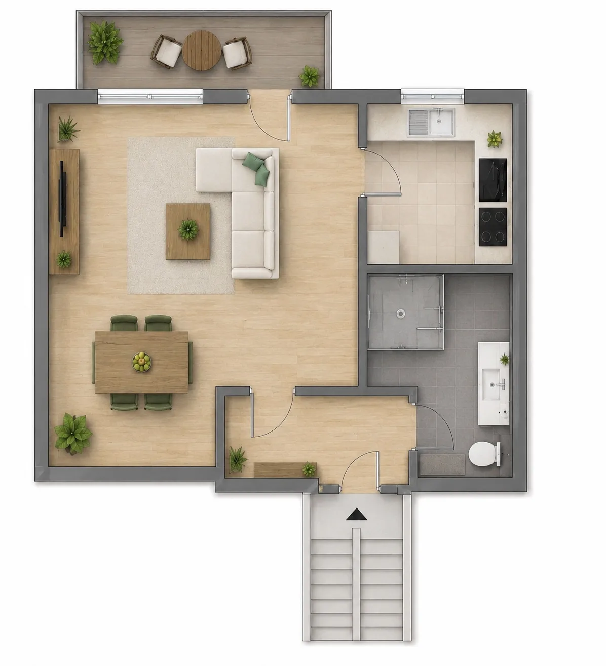 1-Zimmer-Grundriss