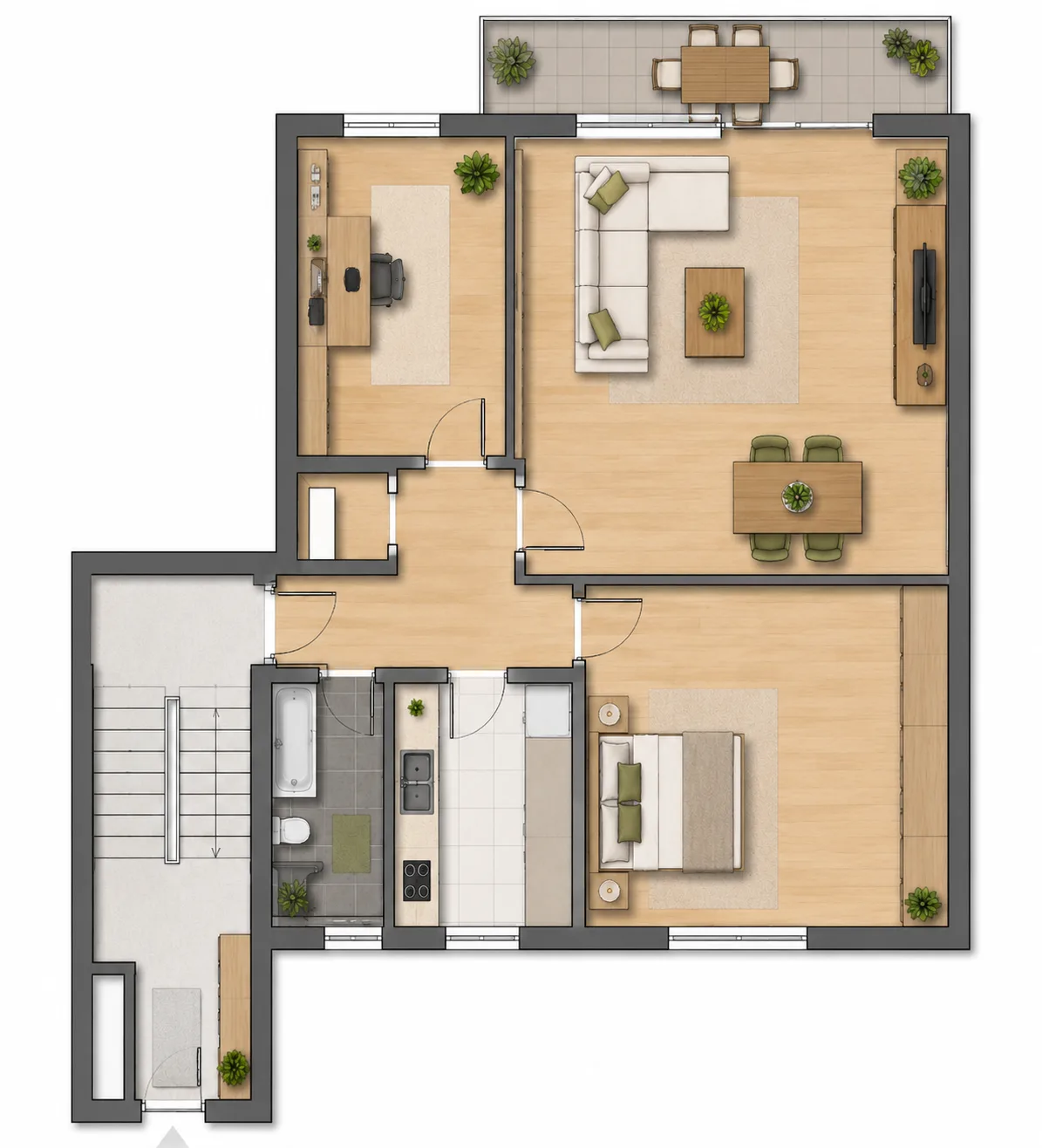 3-Zimmer-Grundriss